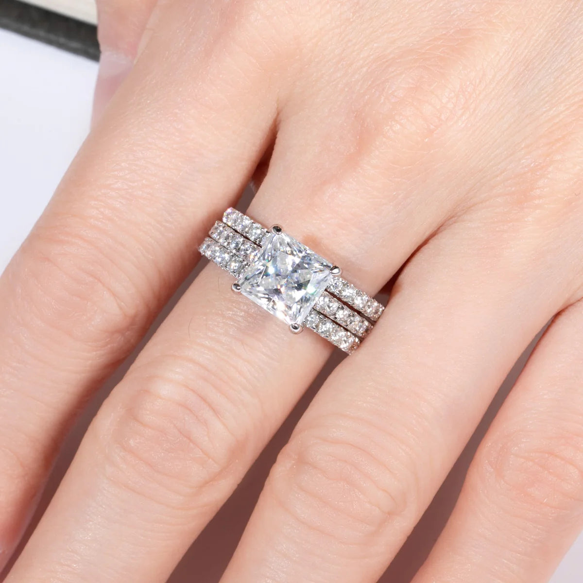 Valoria Luminescent Princess Cut Engagement Ring & Wedding Band